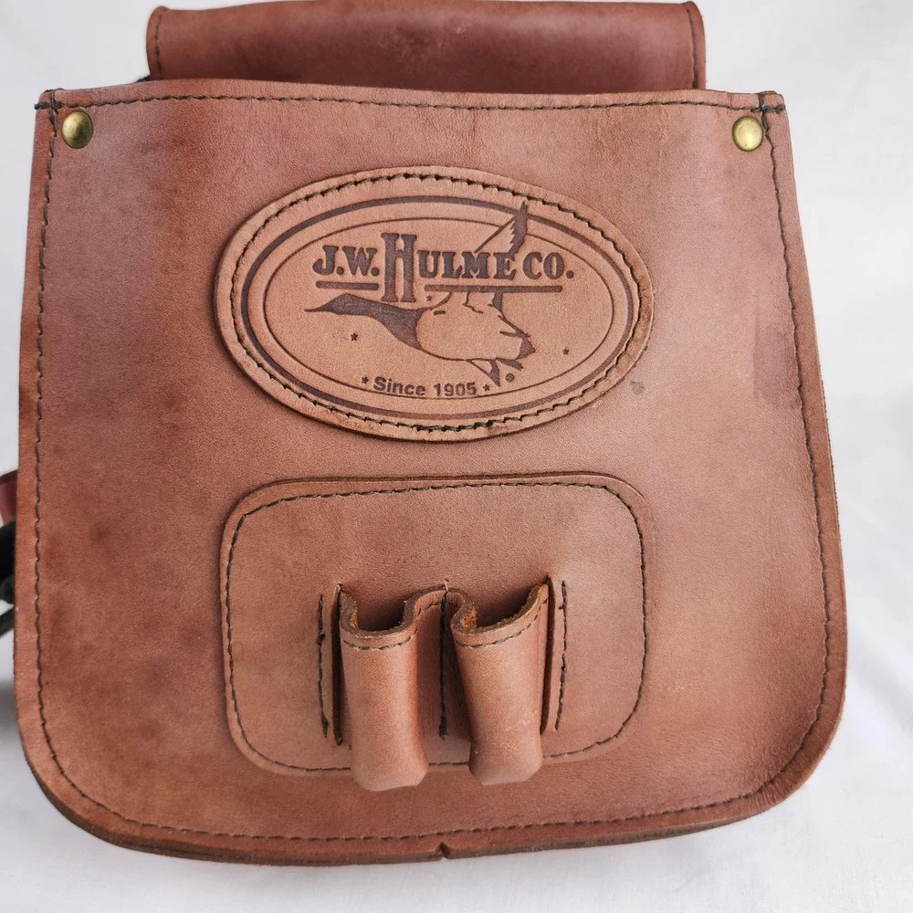 VTG J.W. HULME CO. Leather Shotgun Shell Bag Pouch USA Made Clays Skeet Hunting